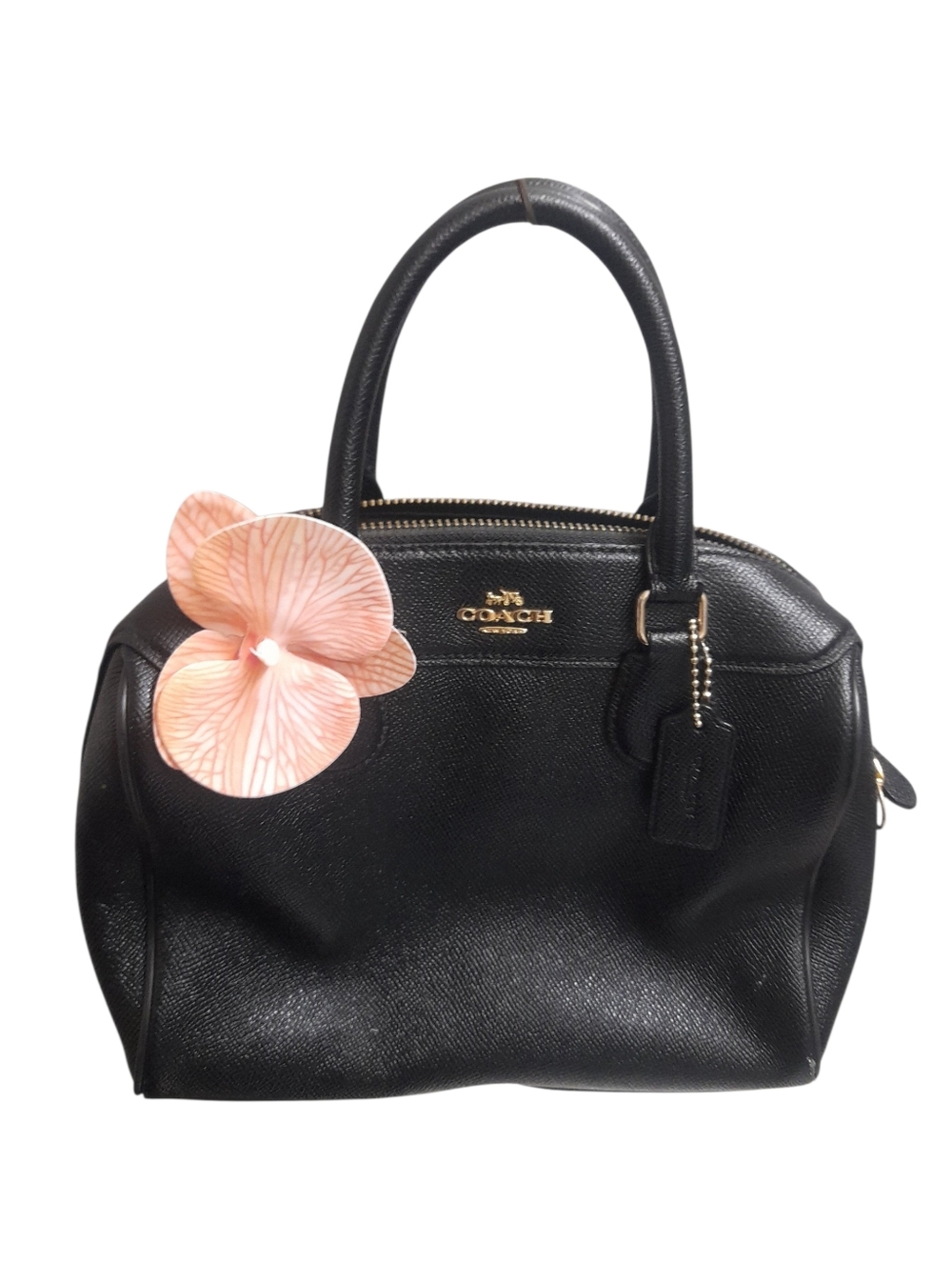Coach Black Mini Bennett Pebble Leather Satchel Bag